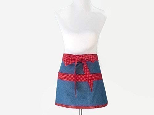 Women's Short Half Denim Apron with Large Pockets