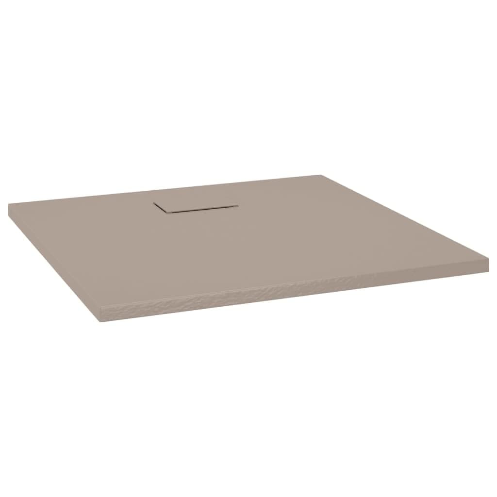 vidaXL Shower Base Tray SMC Brown- Robust Material - low-profile design - Resources-friendly - skid- slate stone surface
