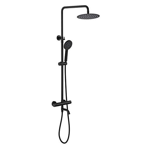 MICHEN Shower System with High Pressure Rainfall Shower Head, Handheld Shower Head and Shower Faucet Valve, Bathroom Luxury Rain Mixer Shower Combo Set Wall Mounted Matte Black