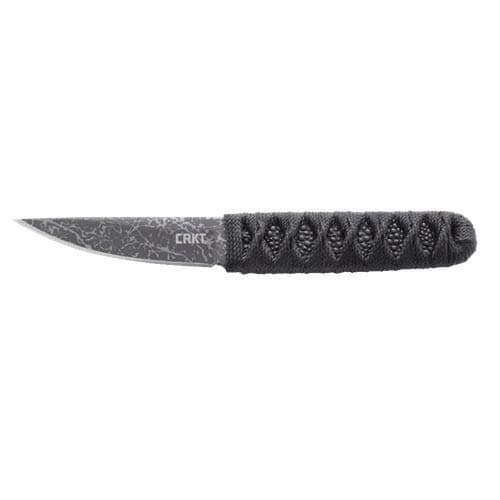 CRKT Obake Skoshi EDC Knife: Retail Package Burnley Compact Fixed Blade Plain Edge Knife - Outdoor Utility Knife Handle Wrap, Etched Blade & Nylon Sheath 2365C