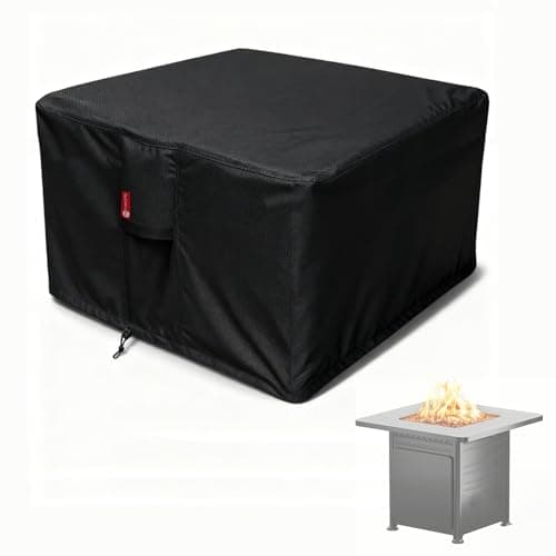 SheeChung Fire Pit Cover Square 38" L x 38" W x 28" H,Heavy Duty 600D Fire Table Cover for Patio Gas Propane Fireplace,Waterproof Outdoor Firepit Table Covers
