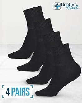 Doctor's Select Bamboo Viscose Diabetic Socks Women & Men - 4 Pairs Ankle Length Womens Diabetic Socks | Non Binding Socks