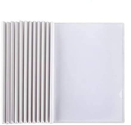 lyivssuy Clear Report Covers A4 Size Sliding Bar File Folder 11.4 x 8.5 inches Clear White Report Covers with Sliding Bar (12pack)
