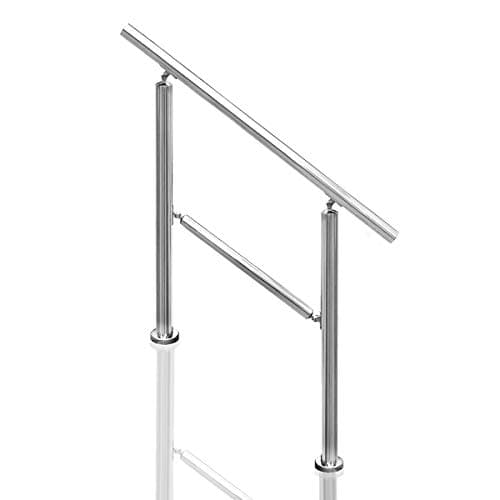 Transitional Handrail Stainless Steel Fits Level Surface and 1to 3 Steps Stair Railing with Installation Accessories Porch Hand Rails for Outdoor Indoor (Style 3)