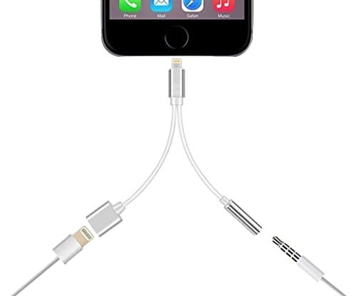 Outeam 2 in 1 Lightning Adapter for iphone 7/7 plus(Just Support IOS 10.2 and Below),Lightning Adapter and Charger, lightning to 3.5 mm headphone jack adapter (silver)