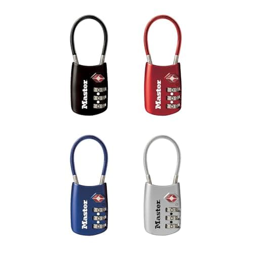 Master Lock Set Your Own Combination TSA Approved Luggage Lock, Travel Zipper Padlock is Perfect for Suitcases, Bags, or Backpacks, 4 Pack, 4688EC4