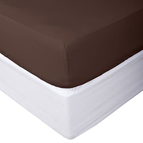 SRP LinenSale 1-Piece Fitted Sheet with 8'' Deep Pocket, Solid Pattern Egyptian Cotton-400 Thread Counts King Brown
