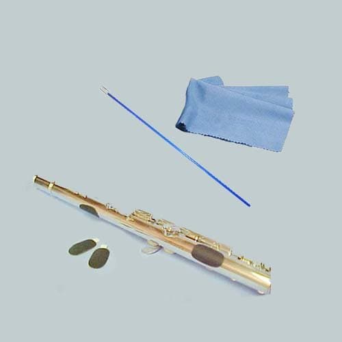 Flute Players Accessory Bundle - Flute Guide Finger Cushions + Blue Flute Cleaning Rod & Cleaning Cloth