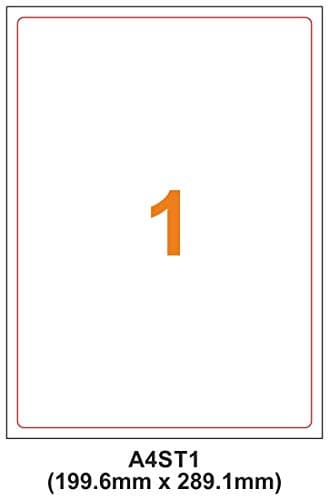 Desmat A4 Size 1 Full Sheet Self Adhesive Label Paper Sticker for Laser, Inkjet and Copiers - Pack of 100