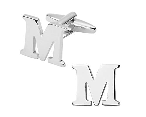 Mens Cufflinks Style Initial Alphabet Cufflinks Letter M Cufflink Silver White Steel Wedding accessories Business Present Cufflinks Gift