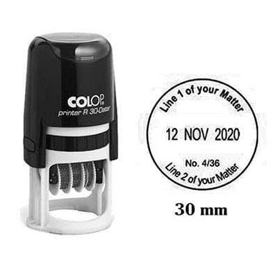 Self Inking COLOP R30 Round Custom Rubber Stamp with Date Personalized Office Stamper - Dater Stamp - Violet Ink