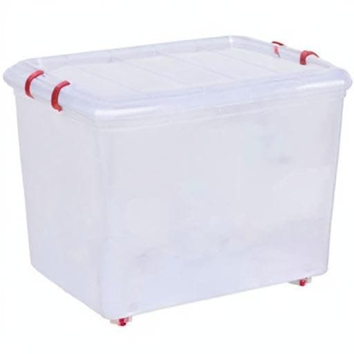 ARISTO Plastic Rectangular Storage Box with Wheel and Lid - 25 liters Pack of 1, transparent