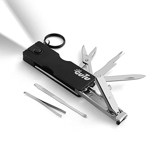 Keychain Multitool, 8-in-1 Small Folding Stainless Steel Nail Clipper Multi-tool Mini Edc Knife, Suitable for Men and Women (Black)