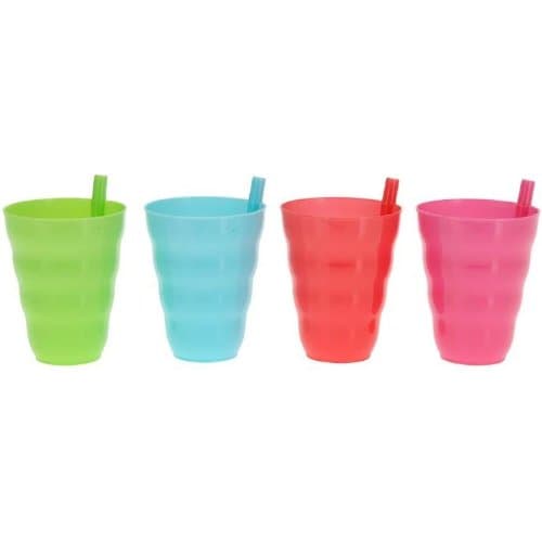 Conexus Child Kid Infant Sip 4 Cup Set with Straw Mug Tumbler Home, Multicolour, 4 Count (Pack of 1)