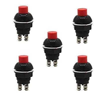 ESPtronics 5 Pcs Push ON Switch Bike Horn DC Switch 2 Pin On Off Push Button Switch for Science Project