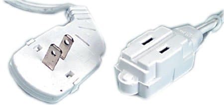White 7 FT Extension Cord with Flat Flug by Woods Industries