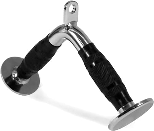 Yes4All LAT Cable Attachment, Tricep Press Down Bar with Diamond Knurl Handle, Support up to 880 lbs (Rubber - V Shaped Bar)