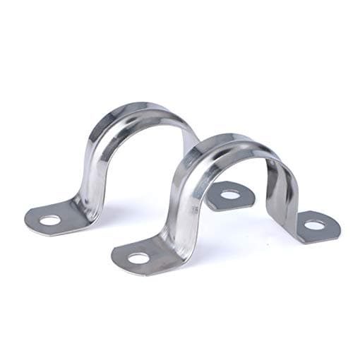 Pipe Strap 40MM Hole Strap,304 Stainless Steel Two Hole Tube U Bracket Rigid Pipe Strap Tension Clips U-Tube Clamp Connecting Ring Hose Clamp Card 16PCS
