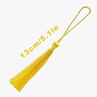VAPKER 100 Pieces Light Yellow Color 13cm/5-Inch Silky Handmade Soft Tassels Floss Bookmark Tassels with 2-Inch Cord Loop for Jewelry Making, DIY Projects, Bookmarks