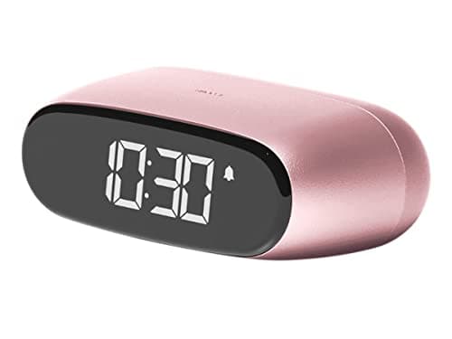 Lexon Minut Mini Compact Alarm Clock with VA LCD Screen, Touch Control, Snooze Function and Backlight, Rechargeable Battery, Aluminium Finish (Blue)