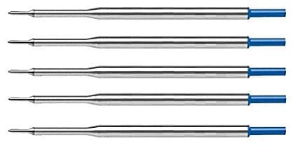 5 Genuine Intrepid Flawless Flow Medium Refills for Papermate Lubriglide, Aspire, PhD Pens, Bulk Packed (Blue)