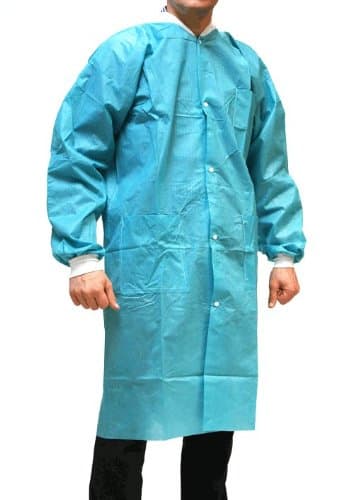 61267TS Snap Front Lab Coat, Static Free, 3 Layer Fabric, 3 Pockets, Latex-Free, Teal, Small (Pack of 10)