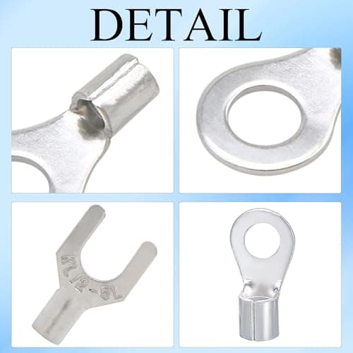 450Pcs Non Insulated Wire Connectors Tin-Plated Copper Ring Fork Terminals Assortment Kit AWG 22-16 16-14 12-10 Non-Insulated Electric Wire Crimp Connectors