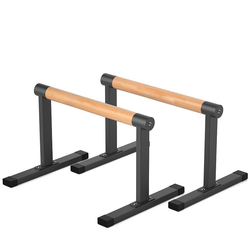11.8" High Wooden Parallel Bar and Dip Bar with Thick Beech Handles, Push-up Bar, Rock-Free Fitness Equipment for Handstand, L-Sit, Gymnastics, Strength Training Home Gym,440lbs