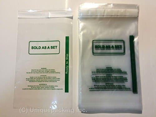100 Pcs 10x13 (PS) Clear Self-Seal Poly Bags with Suffocation Warning - PERMANENT SEAL perfect for FBA