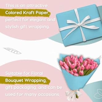 SMART&CASUAL 48" x 2,520" (210') Light Blue Kraft Craft Paper Roll for Gift Wrapping Bulletin Board Bouquet Flower Kids Art Packing Parcel Table Covering 80GSM 55LB (Light Blue, 48" x 210')
