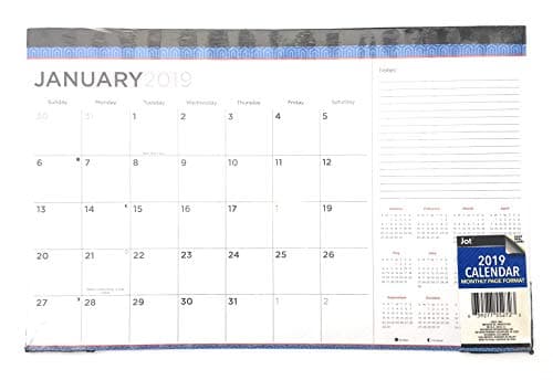Monthly Planner Desk Calendar (2019) (Blue)