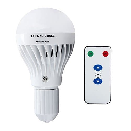 CHEEKON 160729,AC 85-265V 7W LED Magic Bulb with Remote Controller,White Emergency Light with Rechargeable Built-in Battery E28 Lamp for Home Indoor Lighting.