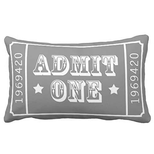 Whimsical Circus Theatre Ticket Admit One' Polyester Throw Pillow Cover 12 x 20 Inches