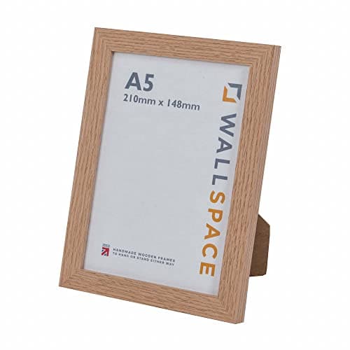 Wall Space Natural Light Oak Photo Frames | Real Solid Oak A5 Frames with Real Glass