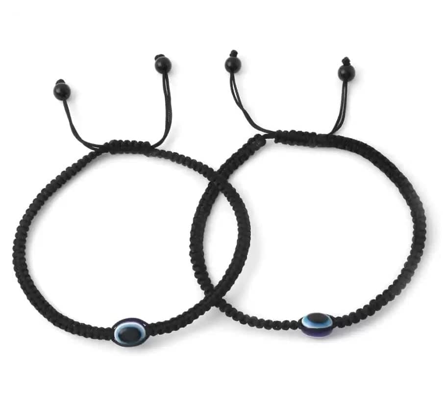 ARTIFICIAL TREE Evil Eye Anklets | Adjustable Black Thread Anklets with Charms for Women & Girls | Pack of 2 | Stylish Protective Anklets (AT ANK 002)