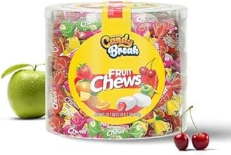 Candy Break Toffix Fruit Chews - Variety Pack of Fruit Candy with Flavored Filling, Strawberry, Apple, Watermelon, Cherry, Pineapple, Orange Flavors, Individually Wrapped Snacks, 24 oz