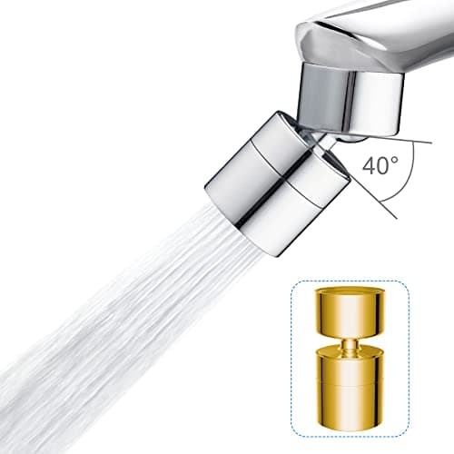 All Metal Solid Brass Kitchen Sink Aerator,1.8 GPM 360° Swivel Faucet Aerator by Waternymph, Dual-function 2-Flow Sprayer Faucet Head, Faucet Replacement Part 55/64 Inch Female Thread - Chrome