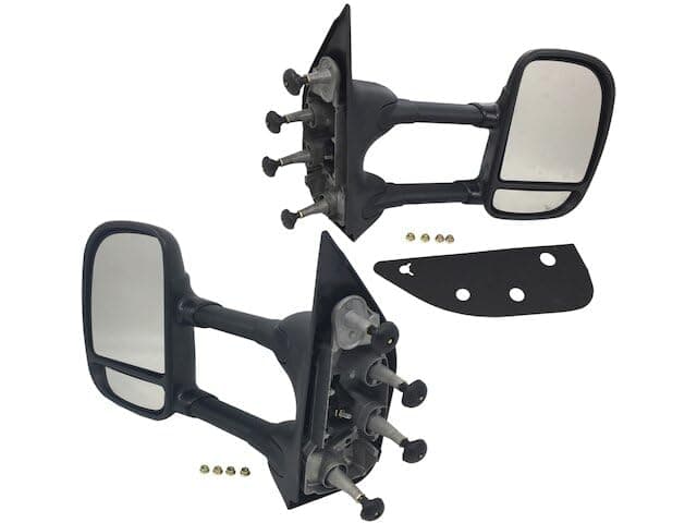 Towing Mirror Set - Manual Folding, Manual Telescoping, Textured Black - Set of 2 - Compatible with 2003-2019, 2021-2024 Ford E-350 Super Duty