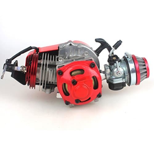 49cc 52cc Big Bore Pocket Bike Engine with Performance Cylinder CNC Engine Cover Racing Carburetor DIY Engine RED