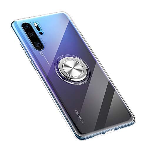 P30 Pro Case Clear Compatible with Huawei P30pro Cases Silicone TPU Cell Phone Cover 360 Rotating Ring Holder Huwai P 30pro Skin Luxury Protective Bumper 6.47 Inch (Clear)