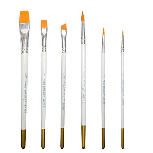 Cubaco 6 pcs White Round Pointed Paintbrush Set,Tip Nylon Hair Brushes Set for Art Painting, Acrylic Watercolor Oil, Nail Art, Miniature Painting