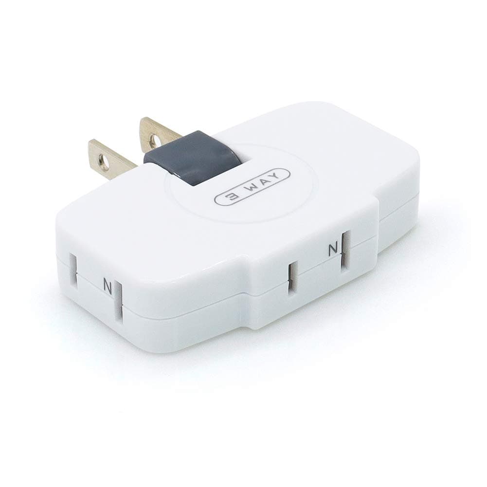 Sycon 3 Way Wall Outlet Extender Ac Adapter, 2-Prong Swivel Mini Indoor Wall Tap Power Outlet Extender Plug, White