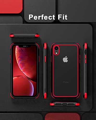 MobNano Compatible with iPhone XR, Ultra Thin Hybrid Case, Soft TPU Shockproof Bumper Anti Scratch Cover for iPhone XR - Black/Red