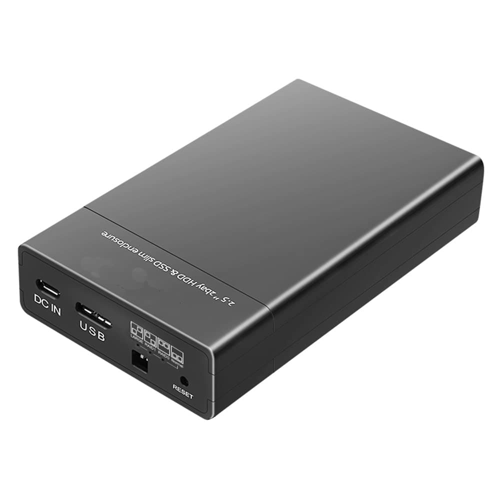 isheep Portable 2 Bay SATA RAID Enclosure for 2.5-inch Hard Drives with USB 3.0 Support - Up to 12TB Capacity - 4 RAID Modes