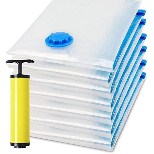 Pitaya Compression vacuum Space Saver bedding storage Seal bags for Comforters blankets Cloths Quilts Duvets Pack of 7 air Tight Clothing Zip bag