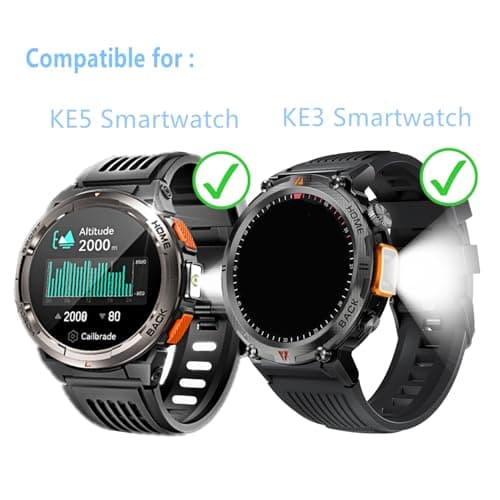 Aemus Screen Protector Compatible for EIGIIS KE3 Smart Watch 1.45" (3 Pack) Tempered Glass Film Compatible for LaNikar, JELLOO KE5 SmartWatch for Men with LED Flashligh
