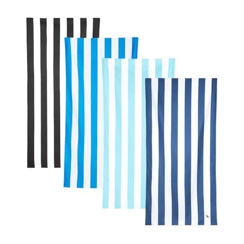 Dock & Bay Beach Towel - Quick Dry, Sand Free - Compact, Lightweight - 100% Recycled - Includes Bag - Set of 4 - Blue Hues, Extra Large (200x90cm, 78x35)