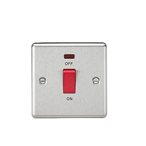 KNIGHTSBRIDGE CL81NBC 45A DP Switch with Neon (Single Size) -Rounded Edge Brushed Chrome