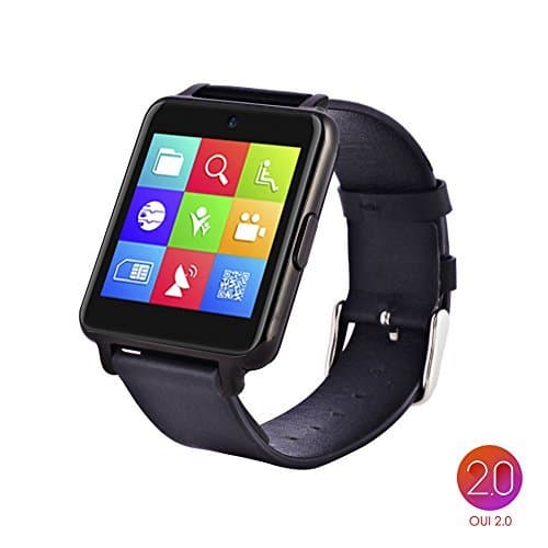OUMAX™Bluetooth Smart Watch S6 Plus for iPhone 6, 6 Plus, 6S and Samsung S6, Note 5 (Full Function Support for iOS 9.0 and Android 4.3 or Above)-Dark Grey/IPS Panel/Premium Leather Strap