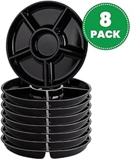 Plasticpro 6 Sectional Round Plastic Serving Tray/Platter (8, Black)